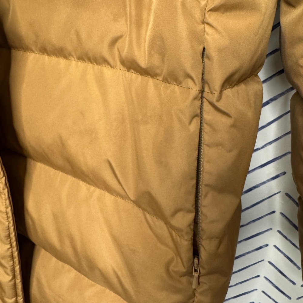 Lands' End Women's Max 600 Down Puffer Jacket Coat Hits Thigh Camel Size 14-16 - Picture 8 of 8